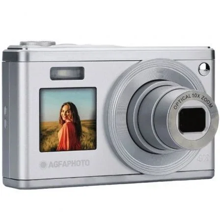 Cámara Digital AgfaPhoto Realishot DC9200, 24 Megapíxeles, Sensor CMOS, Video 4K, Zoom Óptico 10x, Pantalla Dual, Compacta, Plateada